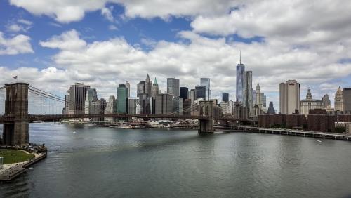 Brooklyn Bridge and Downtown Manhattan skyline with East River