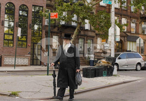 Orthodox Jew taking a walk in Williamsburg Brooklyn New York City