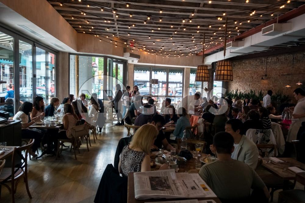 brunch scene - interior restaurant in Greenwich Village Manhattan New York City