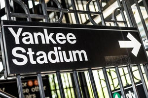 Yankee Stadium sign outside subway in The Bronx New York City NYC