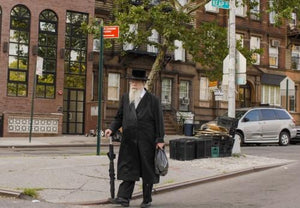 Orthodox Jew taking a walk in Williamsburg Brooklyn New York City