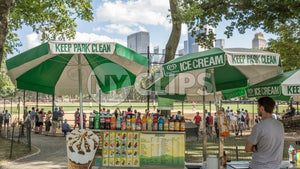 ice cream vendor in Central Park on sunny summer day in New York City NYC