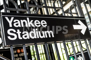 Yankee Stadium sign outside subway in The Bronx New York City NYC