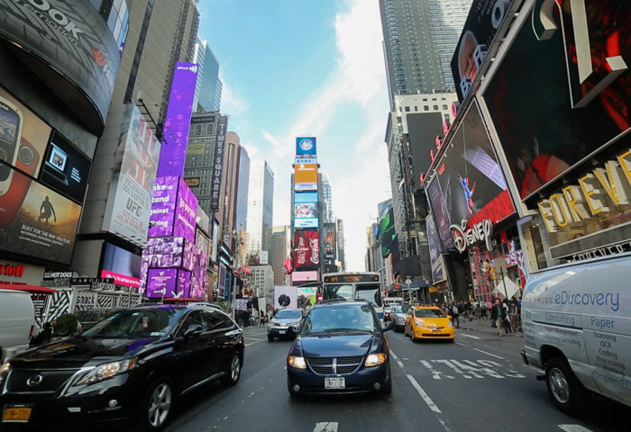 Driving through Times Square