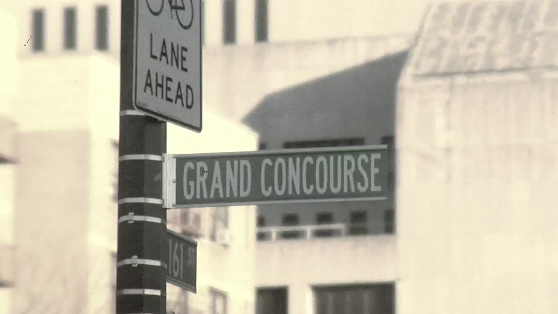 Grand Concourse street sign close-up old vintage look in the Bronx
