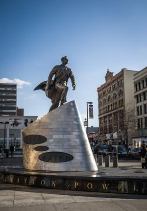 Adam Clayton Powell Jr. statue in Harlem New York City NYC