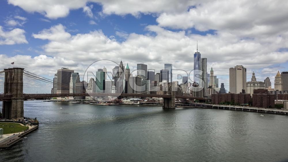 Brooklyn Bridge and Downtown Manhattan skyline with East River